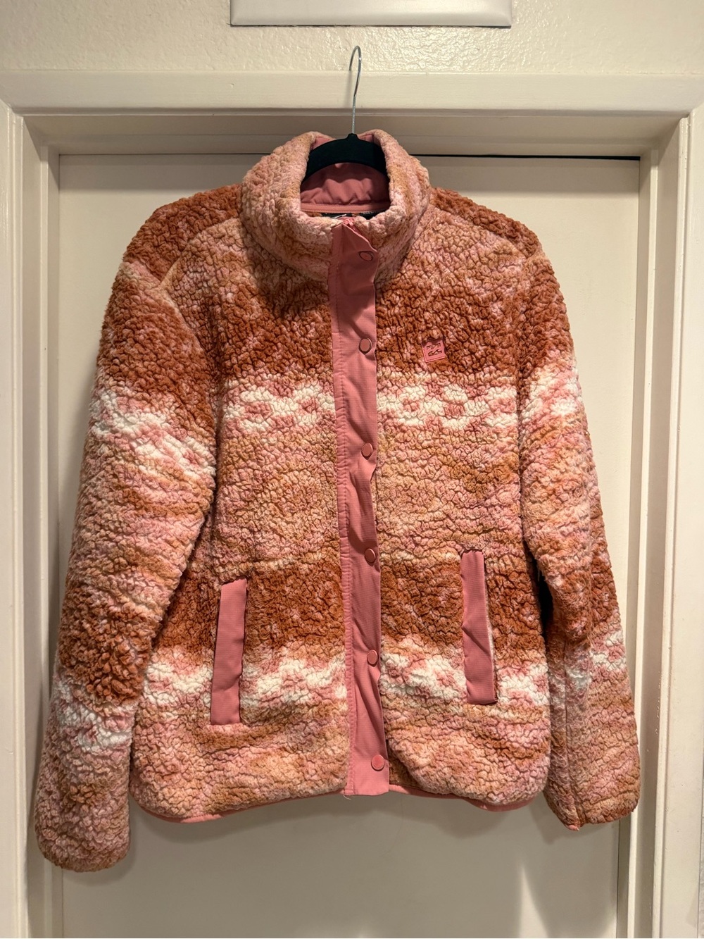 Billabong Pink and Brown Ombre Teddy Sherpa Jacket